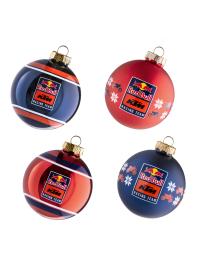 Boules de noël REDBULL KTM rouges et bleues brillantes et mates  